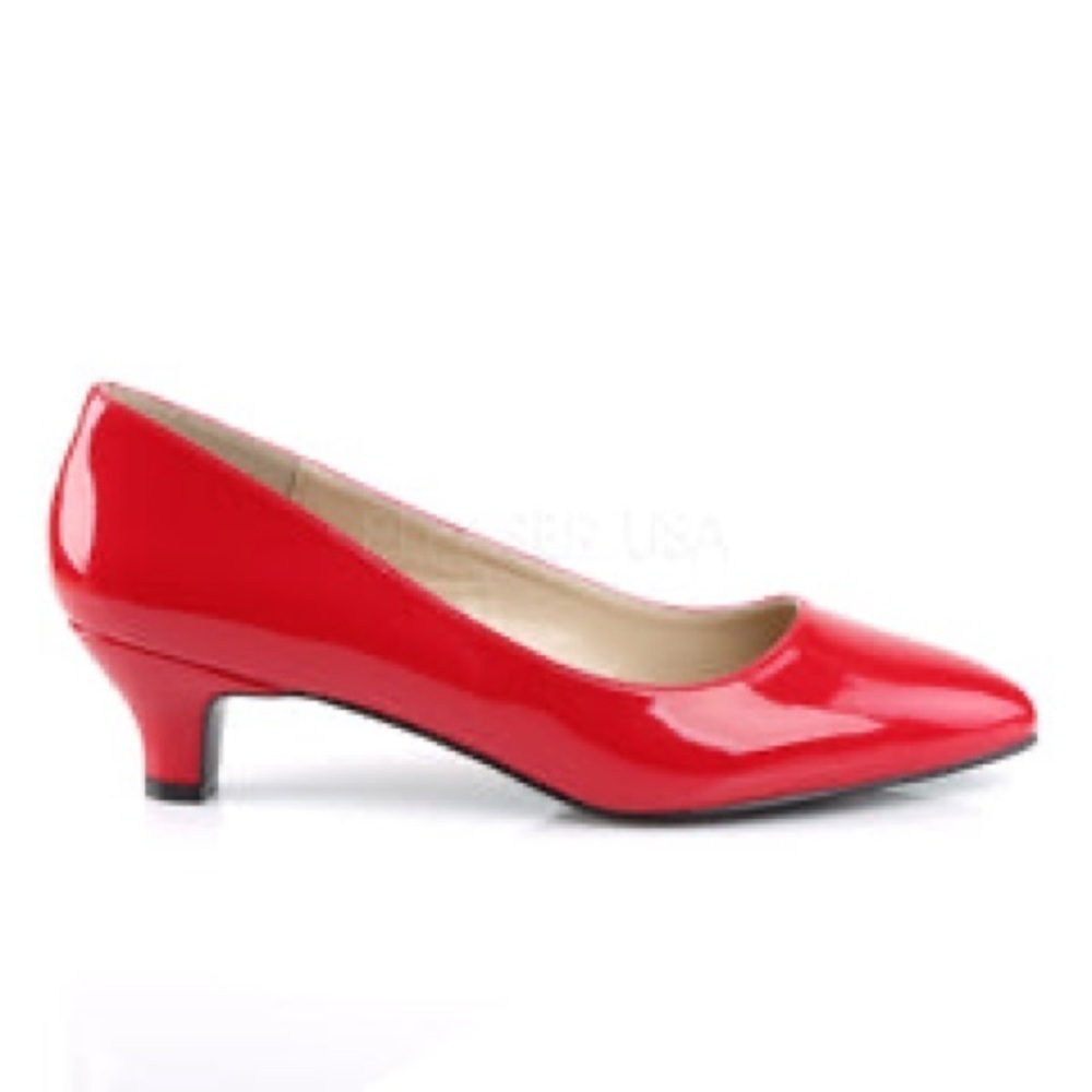 NEW—Pleaser FAB-420 Red Patent Leather 2” Kitten Heel, Office or Formal Size 14 - Picture 4 of 16